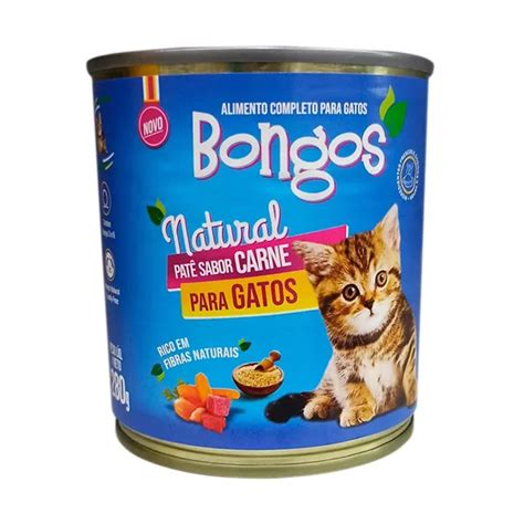 Ração Úmida Bongos Lata para Gatos Adultos Sabor Patê de Carne 280g