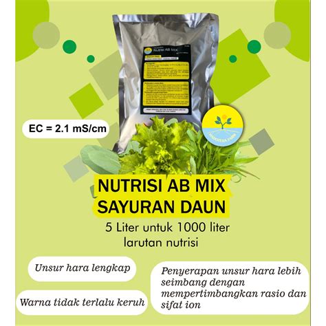 Jual Nutrisi AB MIX Sayuran Daun 5 Liter Untuk 1000 Liter Larutan