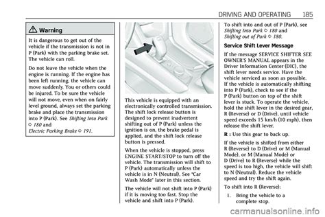 Parking Brake Cadillac Xt5 2020 User Guide 384 Pages