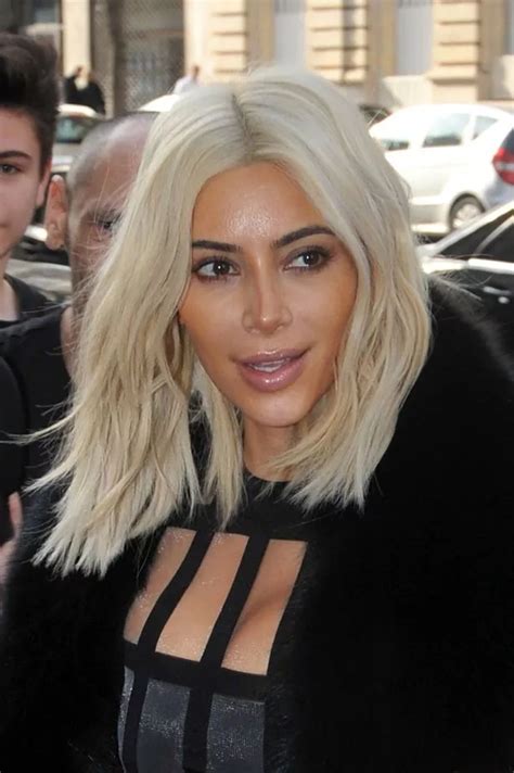 Kim Kardashian Gets Her Platinum Blonde Hair Touched Up While In Paris Mirror Online