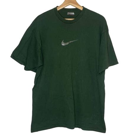 Vintage Nike Green Swoosh T-Shirt Small stains... - Depop