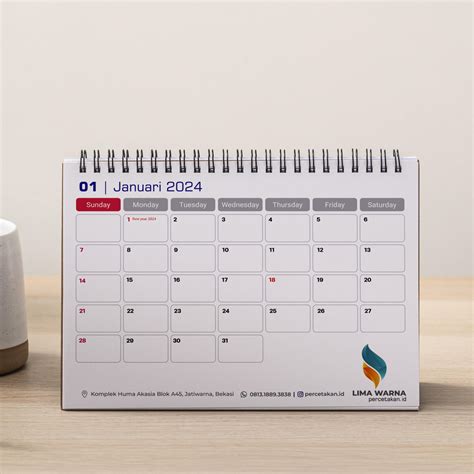 12 Template Desain Kalender Meja 2024 Lima Warna Offset Printing