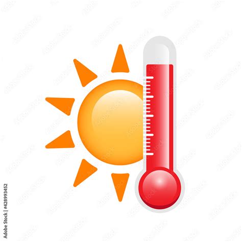 Thermometer And Sun Hot Weather And High Temperature Illustration Vector Illustration Stock