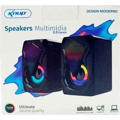 Caixa De Som Usb Speakers Knup Kp Ro800 Multimidia Rgb Novo Arena