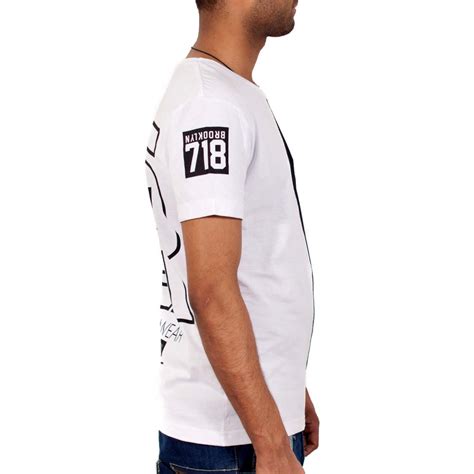 Rocawear Mens Printed Black Flag Psyop White Cotton T Shirt R045