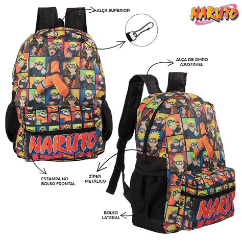 Mochila Escolar Bolsa Uzumaki Naruto Anime Preta Costas Usa Magazine