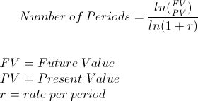 Solve For Number Of Periods Pv Fv Formula With Calculator