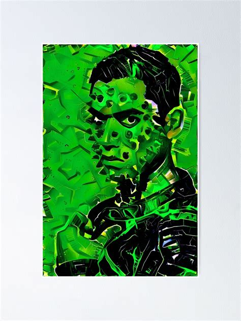 Green Cyber Punk Pierced Male Thug Portrait Poster For Sale By