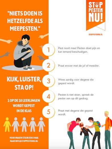 Poster Niets Doen Is Hetzelfde Als Meepesten Nieuw Stop Pesten Nu