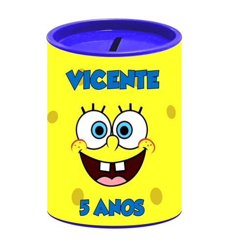 Cofrinho Personalizado Bob Esponja BRINDE GRÁTIS no Elo7 SAM