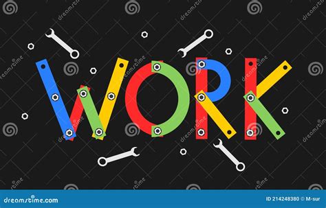 Work - Text, Letters And Word Is Made Of Tools. Vector Illustration ...