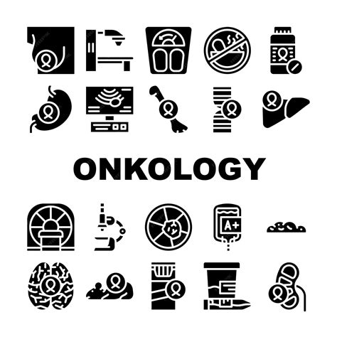 Premium Vector | Oncology examination collection icons set vector