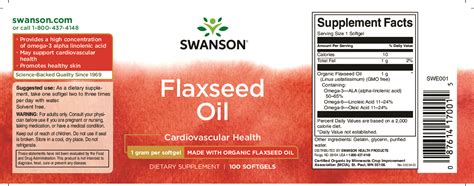 Flaxseed Oil Omegatru Swanson Health Products Europe