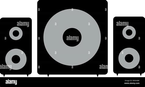 Set Of Speakers With Woofer On White Background Stereo Sound Icon