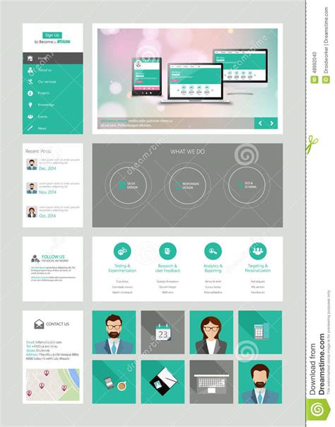 Um Molde Do Projeto Do Web Site Da P Gina No Estilo Liso Do Projeto