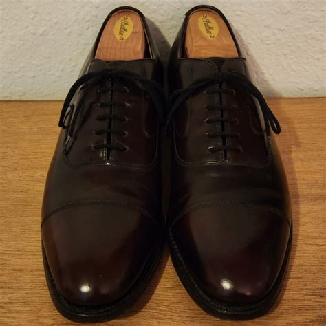 Johnston And Murphy Shoes Mens Johnston And Murphy Burgundy Calfskin Melton Cap Toe Dress Shoe