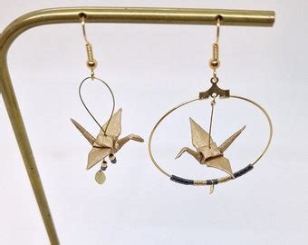 Boucles D Oreilles Origami Asym Triques Cr Ole Et Pendante Papier