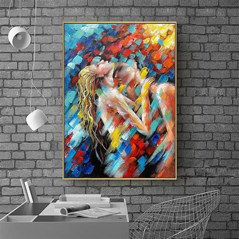Handmade Oil Painting Canvas Wall Art Decoration Abstract Colorful Lovers Nude Figure For Home