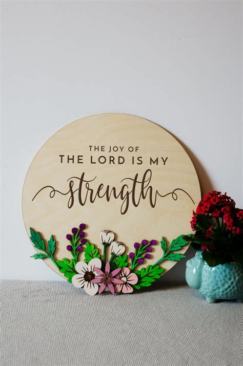 Christian wooden wall art 'the joy of the lord is my strength' – Birch ...