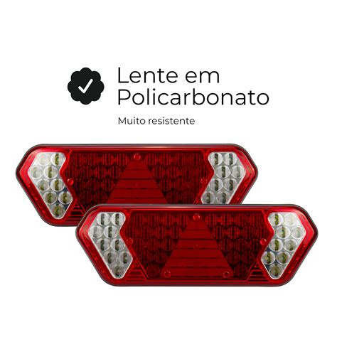 Par Lanterna Traseira Caminh O Carreta Guerra Led V V Ninja Parts