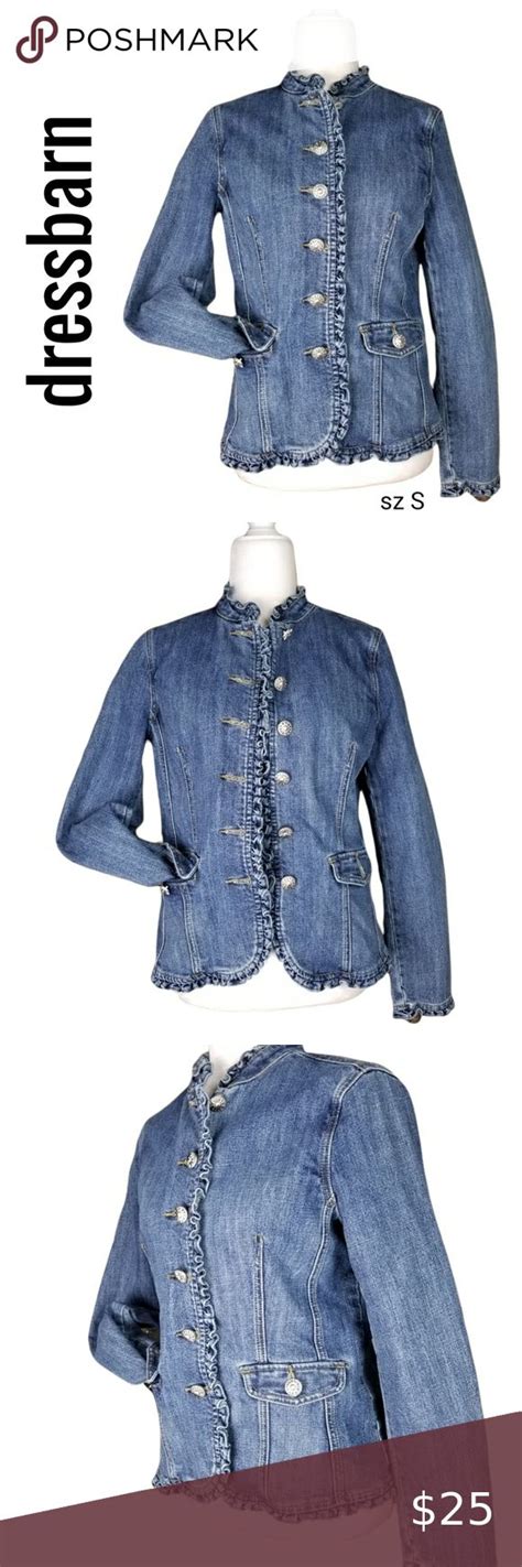 Dressbarn Ruffled Edge Denim Blue Jean Jacket Sz S Blue Jean Jacket