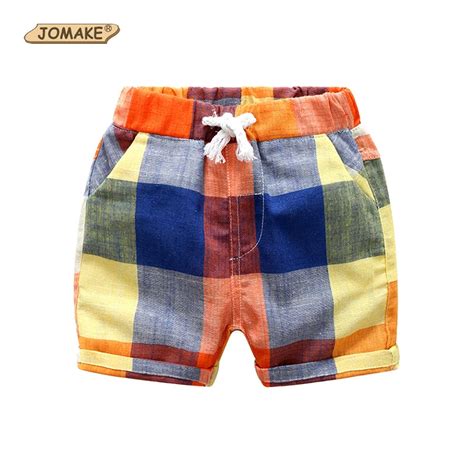 New Summer Boys Shorts Cotton Colorful Plaid Drawstring Boys Pants