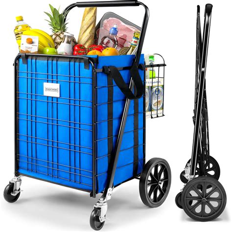 Folding Shopping Cart For Groceries 330lbs Jumbo Collapsible Grocery