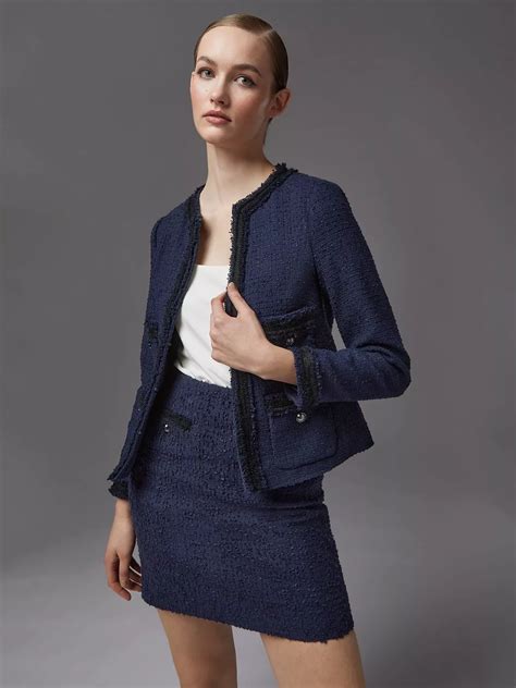 L K Bennett Charlee Tweed Jacket Navy