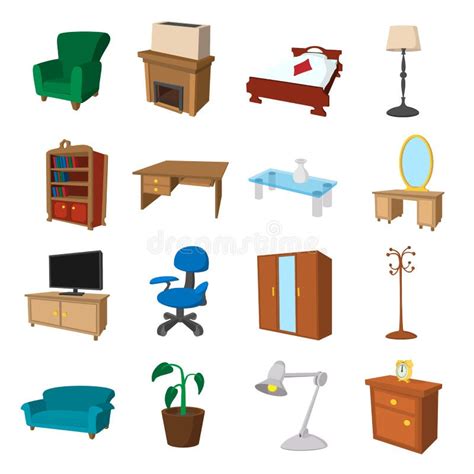 Furniture Cartoon Icons Set Stock Vector - Image: 64251326