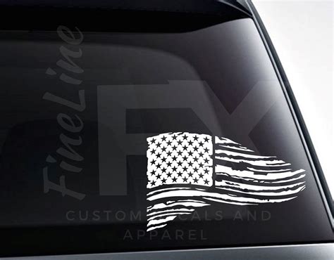 Distressed American Flag Vinyl Decal / USA Tattered Flag Car Decal, Car ...