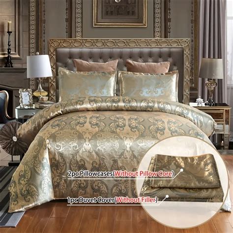 Luxurious European Satin Jacquard Duvet Cover Set Soft Silky Temu