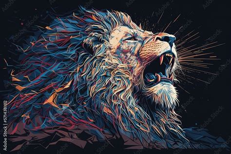 Poster of Lion roaring, Abstract poster of a dangerous and powerful ...