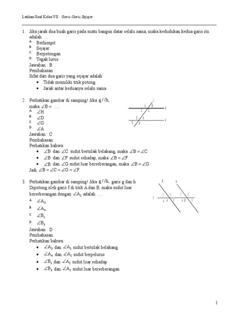 Kumpulan Soal Matematika Kelas 4 Sd Tentang Garis Sejajar Berpotongan Jari Siswa