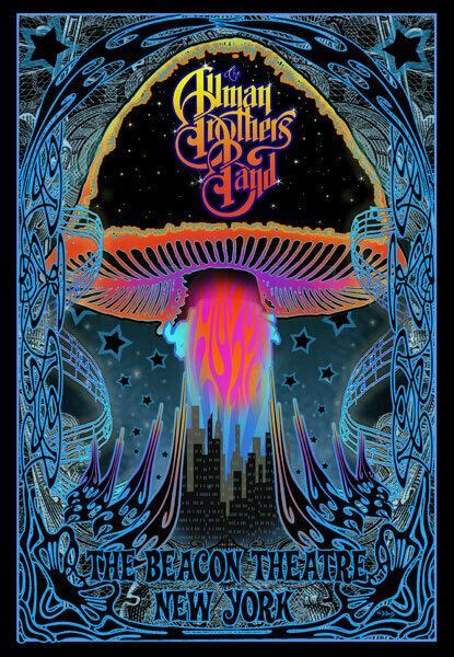 Allman Brothers Beacon Theatre Blacklight Concert Poster Fridge Magnet 2 5 X 3 5 Music Concert