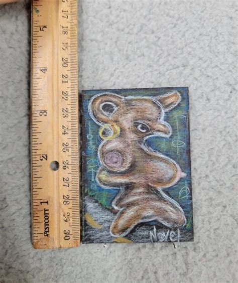 Aceo Original Art Card Abstract Nude Figure Graffiti Watercolor Pencil