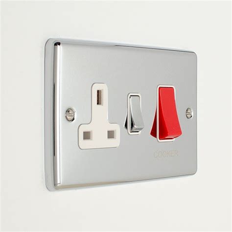 Eurolite Enhance Polished Chrome 45a Dp Cooker Switch And 13a Switched Socket With White Insert