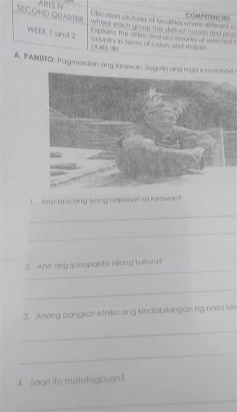 Panuto Pagmasdan Ang Larawan Sagutin Ang Mga Sumsunod Na Tanong Sa