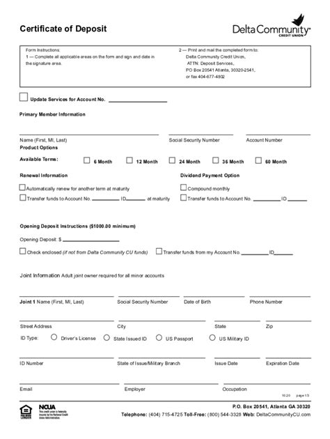 Fillable Online Certificate Of Deposit Sample Forms 022021 Fax Email Print Pdffiller