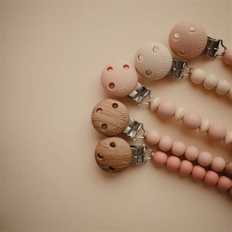 Mushie Silicone Pacifier Clip Luna Blush