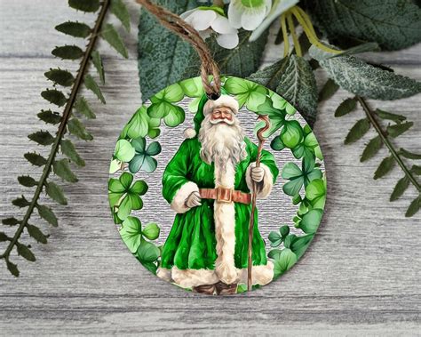 Irish Santa Claus Porcelain Ornament Saint Patricks Day Ornament