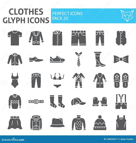 Clothes Glyph Icon Set Clothing Symbols Collection Vector Sketches