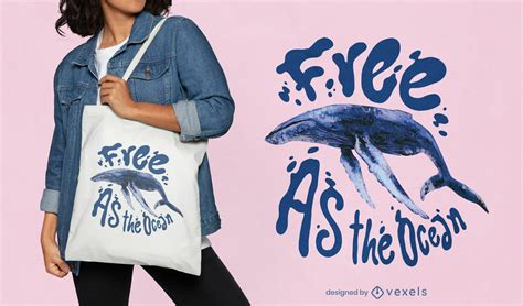 Free Whale Tote Bag Design Vector Download