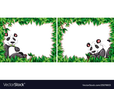 Set Panda Frame Royalty Free Vector Image Vectorstock