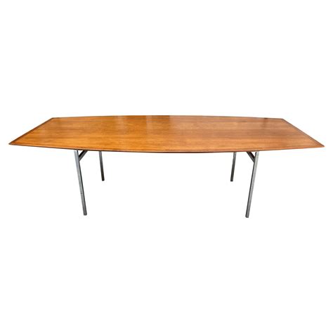 Florence Knoll Oval Emperador Marble Top Dining Table Conference Table