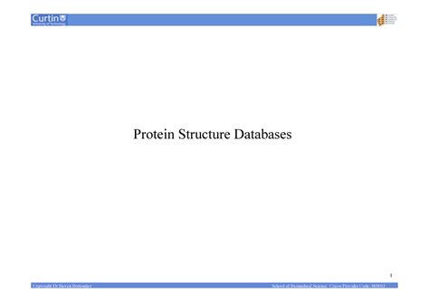 Protein Structure Databases - Protein Structure Databases 1 Databases ...