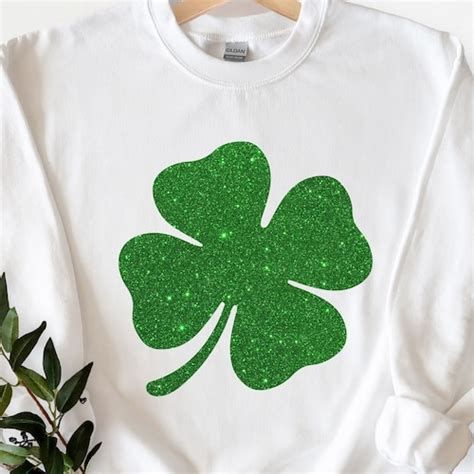 Womens St Pattys Shirt Glitter Shamrock Tee St Patricks Day Etsy