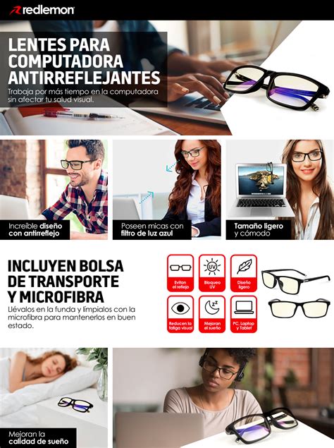 Redlemon Lentes Para Computadora Antirreflejantes Con Filtro De Luz Azul Uv Antifatiga