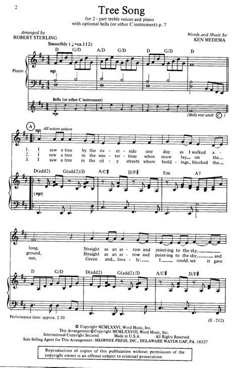 Tree Song (Two-Part ) by MEDEMA, K / STERLING| J.W. Pepper Sheet Music