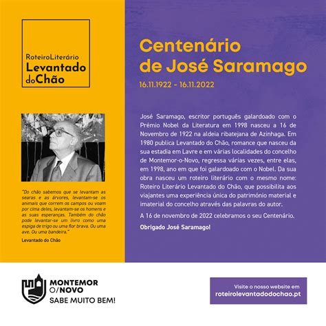 Centenário de José Saramago 16 11 1922 16 11 2022 Roteiro