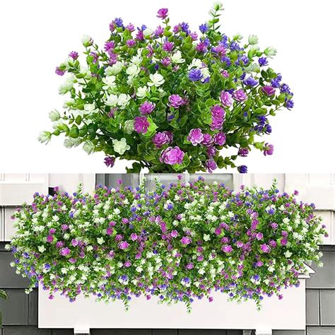 Amazon de ROLLWAY 6 Bündel Künstliche Blumen Balkon Kunstblumen